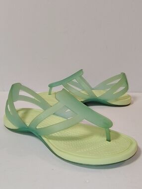 Crocs Boulder Colorado Women's  Jelly Slip-On Toe Slingback Flat Sandals Aqua 6